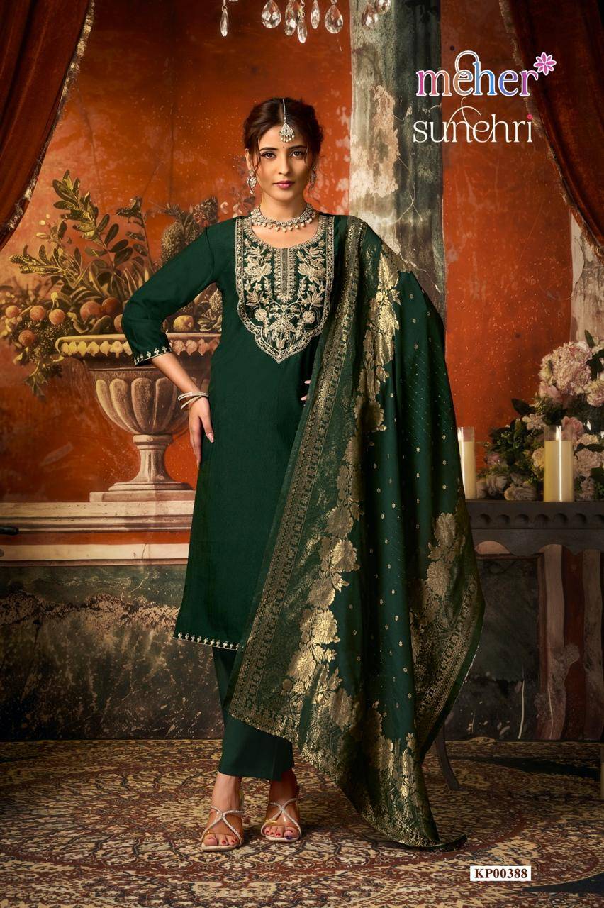SUNEHRI By Meher Fashion Stylish Beautiful Colourful Silk Dresses At Wholesale Price